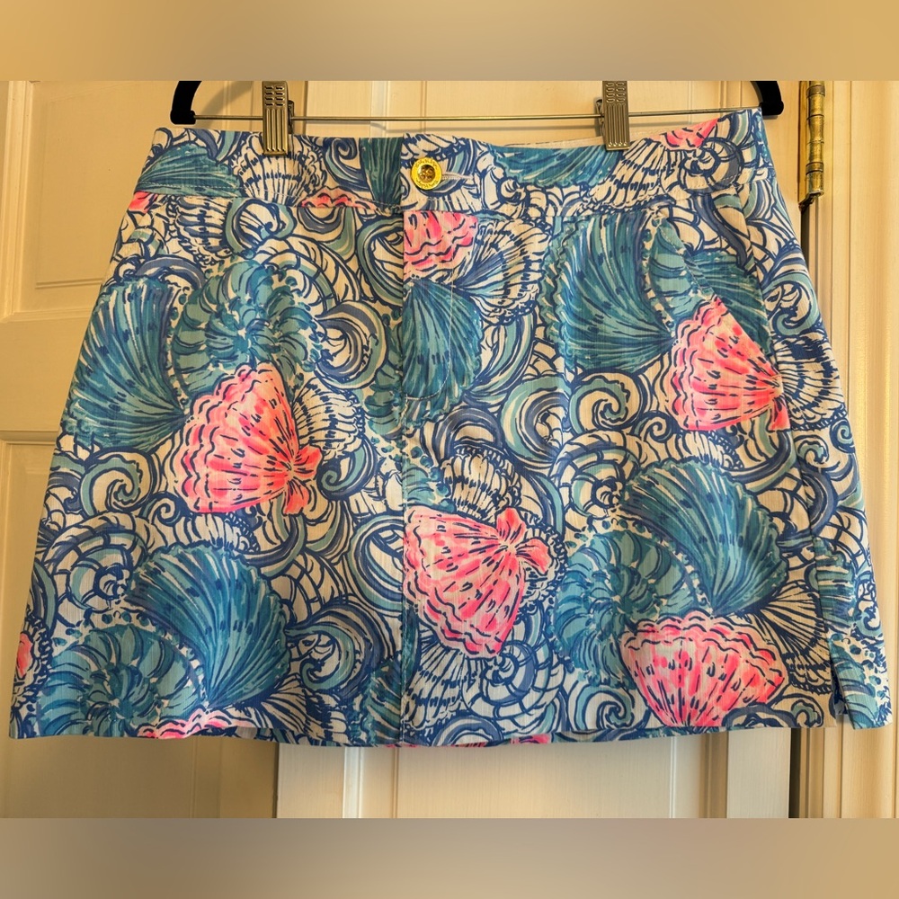 Lilly Pulitzer Nicki Skort Blue Haven Raising Shell Size 12 (Like New)